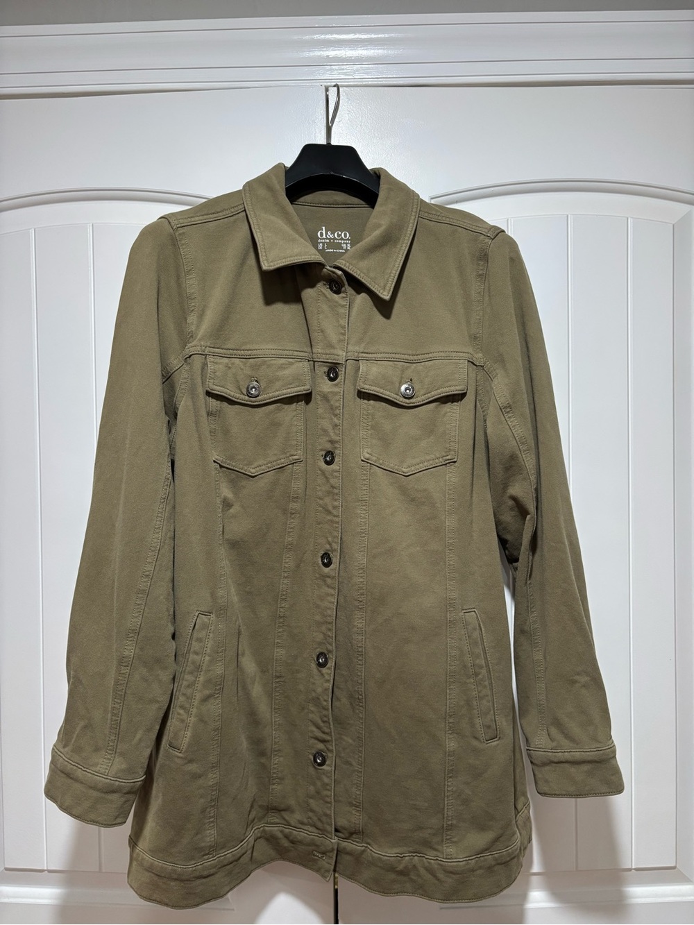 Denim&Co Olive Green Cotton-Blend Jean Jacket
